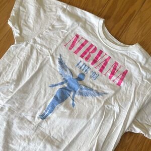 Nirvana Live 93 In Utero Angel Graphic T-Shirt White Mens 2XL Cotton